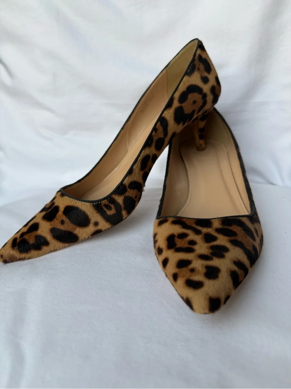 J. Crew Leather Leopard Print Pointed Kitten Heel Pumps - Brown/Black